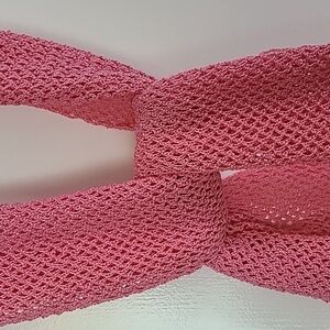 NWOT Handcrafted crocheted scarf.  Pink